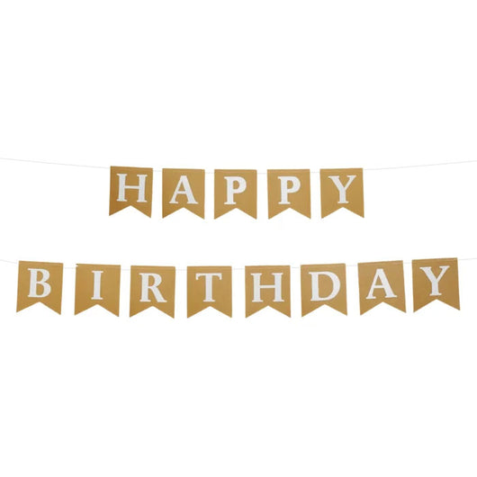 Brown Kraft Happy Birthday Pennant Banner