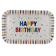 Happy Birthday Rectangular Paper Platters – 6 Pack