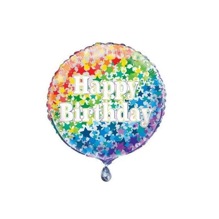Happy Birthday Rainbow Stars Foil Balloon – 45cm (18")
