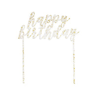 Gold Fleck Happy Birthday Cake Topper