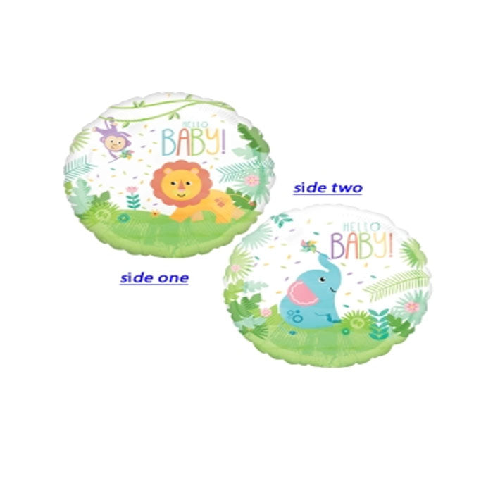 Hello Baby Jungle Foil Balloon 18"