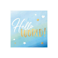 Blue Hello World Napkin 16pk