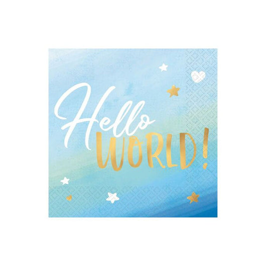 Blue Hello World Napkin 16pk