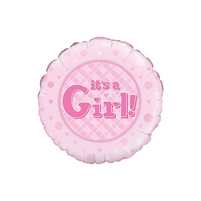 Pink Round "It’s a Girl" Foil Balloon – 45cm
