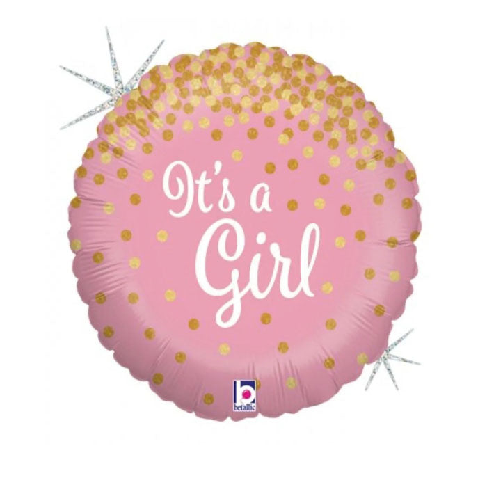 It’s a Girl Glitter Holographic Foil Balloon – 18"