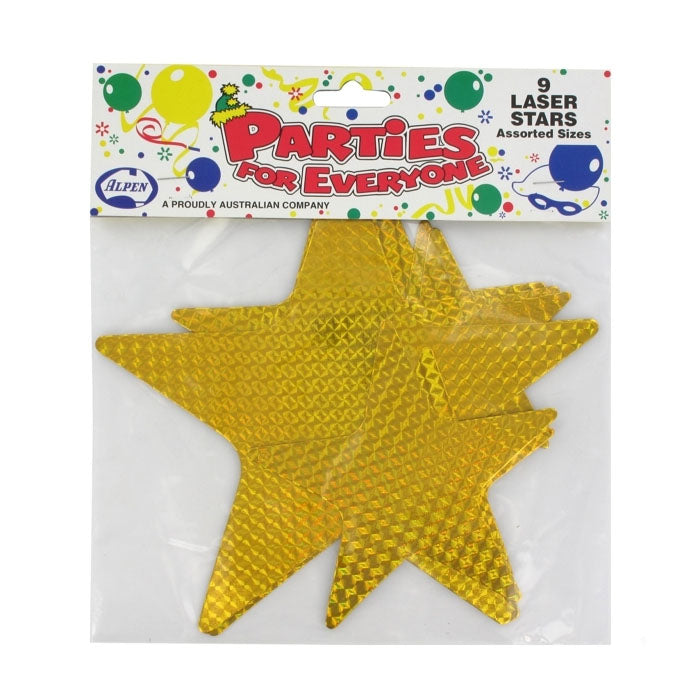 Laser Stars Assorted Sizes 9pk