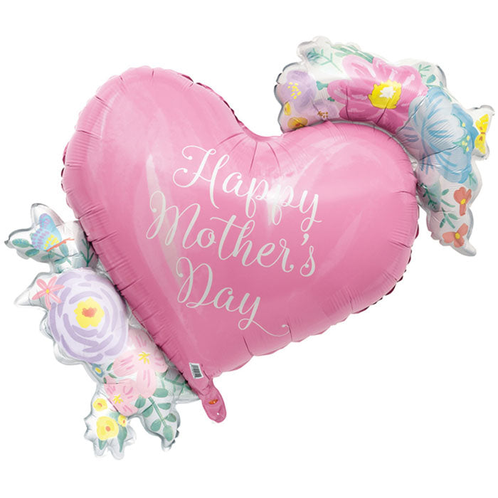 Happy Mother's Day Bright Floral Jumbo Heart | Foil Balloon