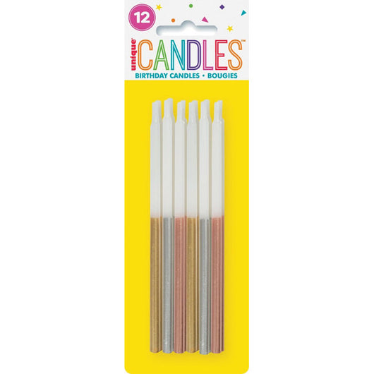 Metallic Dipped Candles 12pk