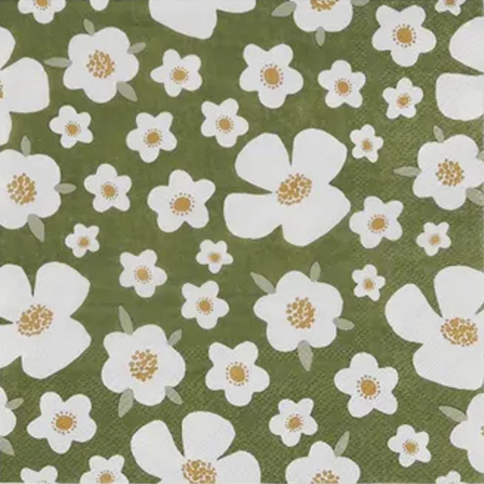 Olive Green Flower Napkin | The French Kitchen Castle Hill