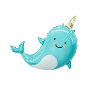 71cm Blue Narwhal Foil Balloon