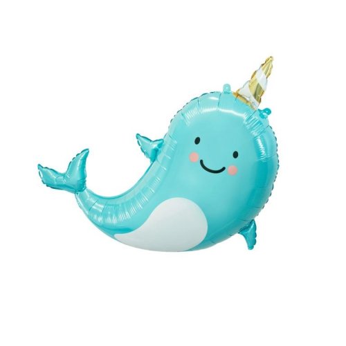 71cm Blue Narwhal Foil Balloon