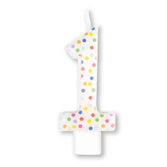 Anagram Small Number Candle | Rainbow Polka Dots