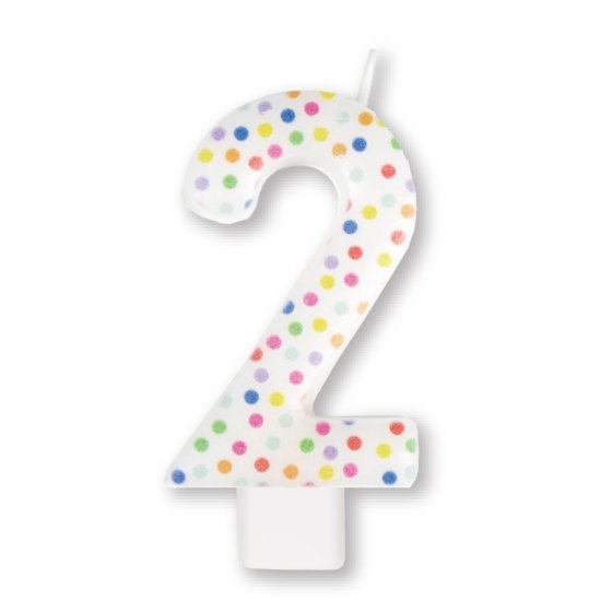 Anagram Small Number Candle | Rainbow Polka Dots