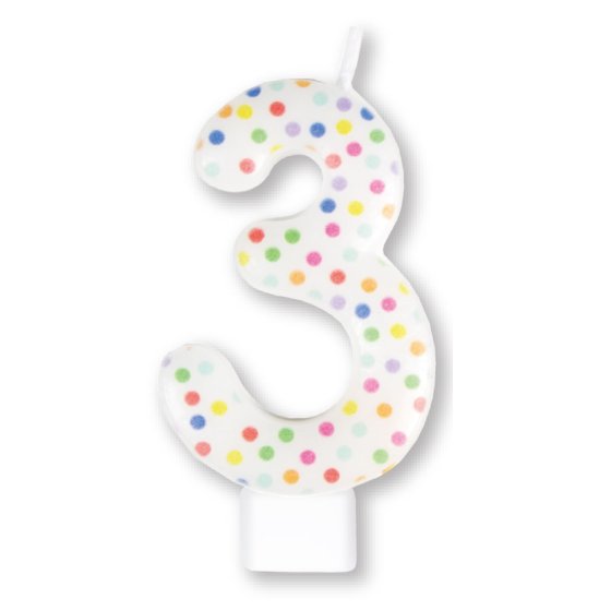 Anagram Small Number Candle | Rainbow Polka Dots
