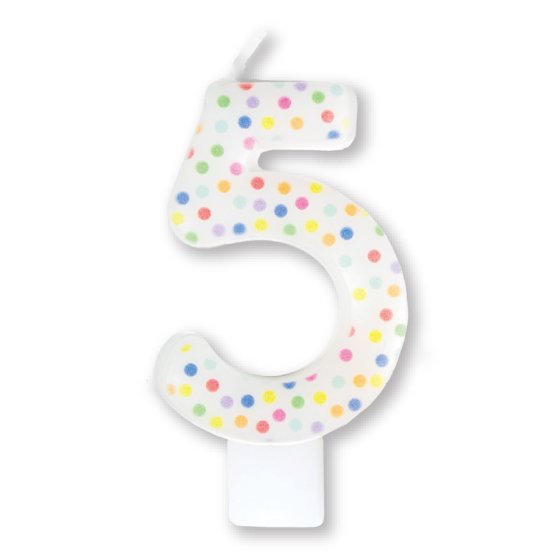 Anagram Small Number Candle | Rainbow Polka Dots