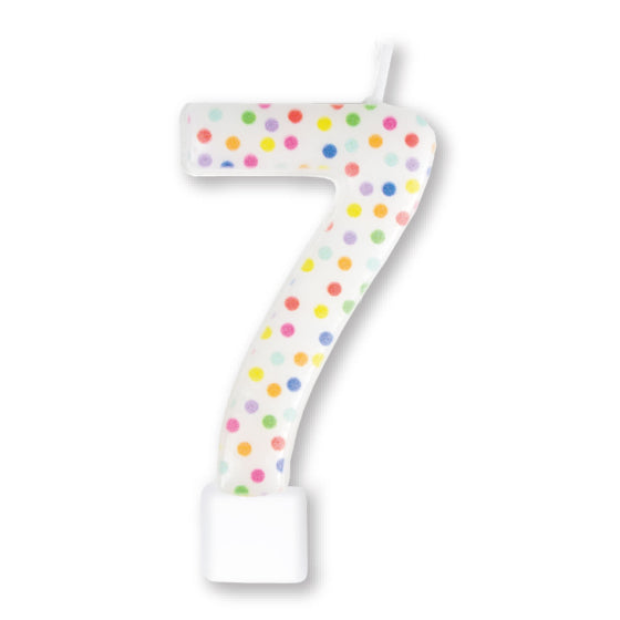 Anagram Small Number Candle | Rainbow Polka Dots