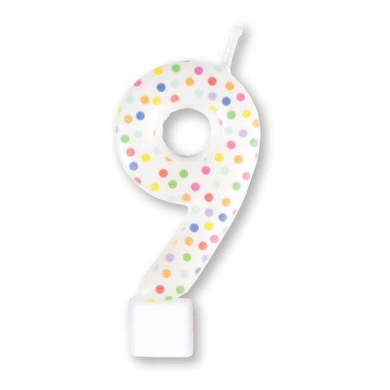 Anagram Small Number Candle | Rainbow Polka Dots