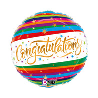 Rainbow Congratulations Striped Balloon 18