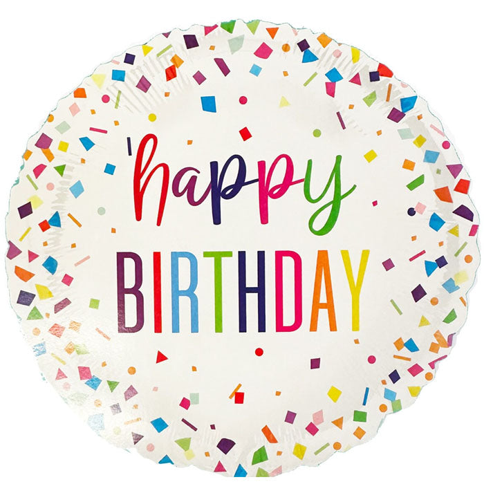 Bright Confetti "Happy Birthday" Foil Balloon – 45cm (18")