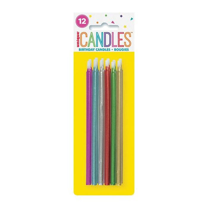 Metallic Slim Candles 12pk