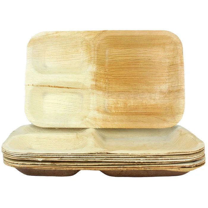 Palm Leaf 3-Section Divider Plates 10pk
