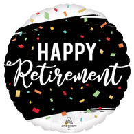 Happy Retirement 45cm Foil Balloon Black and White
