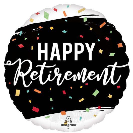 Happy Retirement 45cm Foil Balloon Black and White