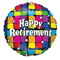 Happy Retirement Foil Balloon – 45cm Rainbow Grid Design