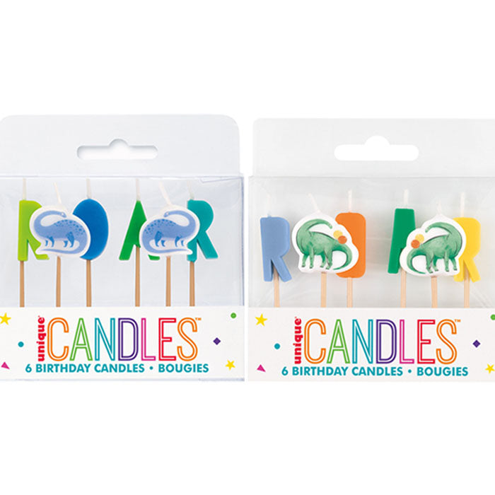 "Roar" Dinosaur Candles | 6 pack