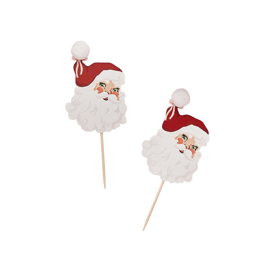 Santa Pom Pom Food Picks | 12pk
