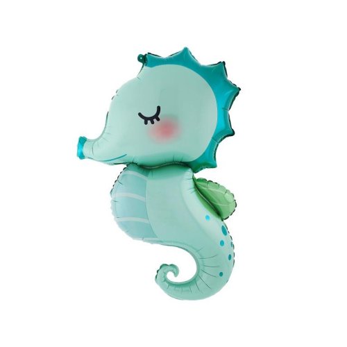 98cm Blue Seahorse Foil Balloon