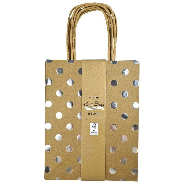 Small Foil Spots Kraft Bag | Silver