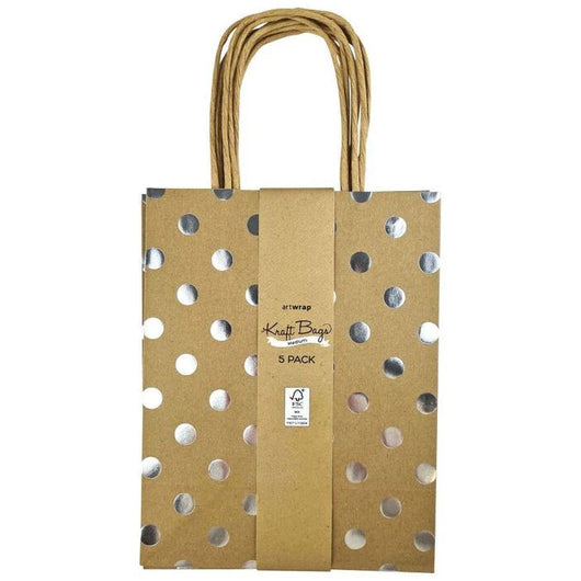 Small Foil Spots Kraft Bag | Silver