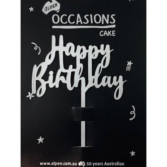 Happy Birthday Cake Topper | The French Kitchen Castle Hill | Silver