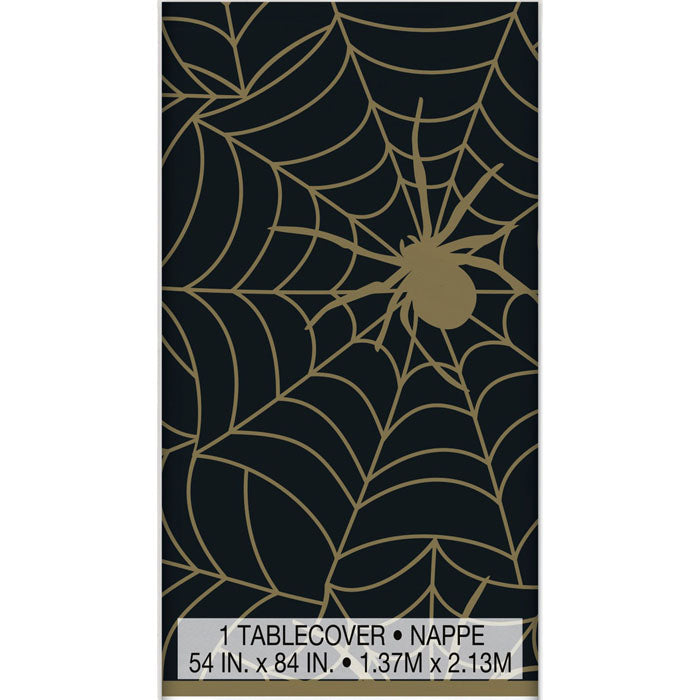 Halloween Table Cover | Gold Spider Web