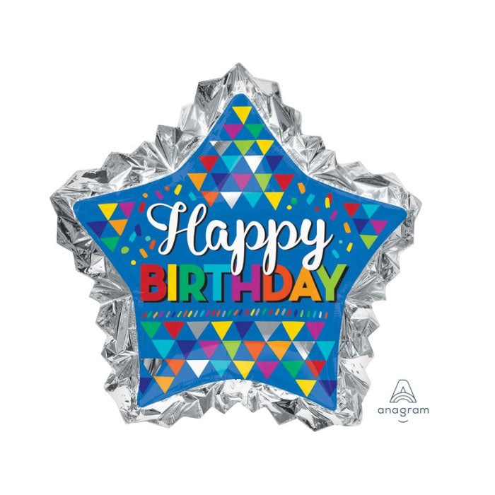 Supershape Happy Birthday Foil Blue 34"