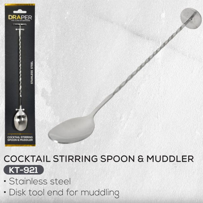 Cocktail Stirring Spoon & Muddler | 25.5cm
