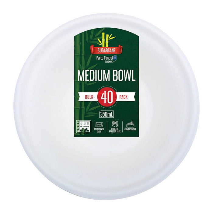 White Sugarcane Medium Bowls – 350mL 40pk