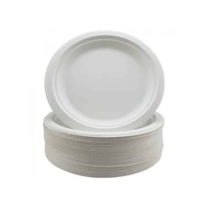 White Sugarcane Lunch Plate | 50 pack