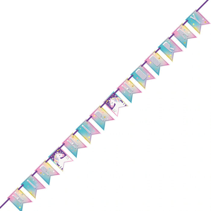 Unicorn Party Block Bunting Flag Banner – 2.13m