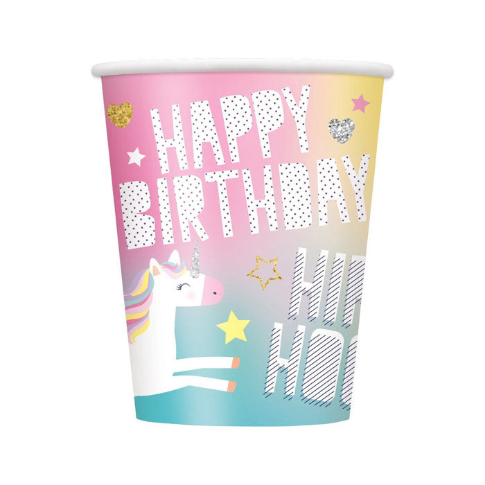 Unicorn Themed Paper Cups 8pk
