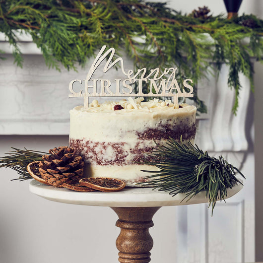 Wooden 'Merry Christmas' Cake Topper | Assorted Design