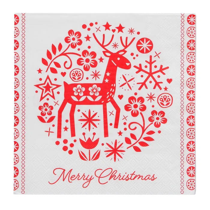 Christmas Napkins | Red Reindeer | 20 pack