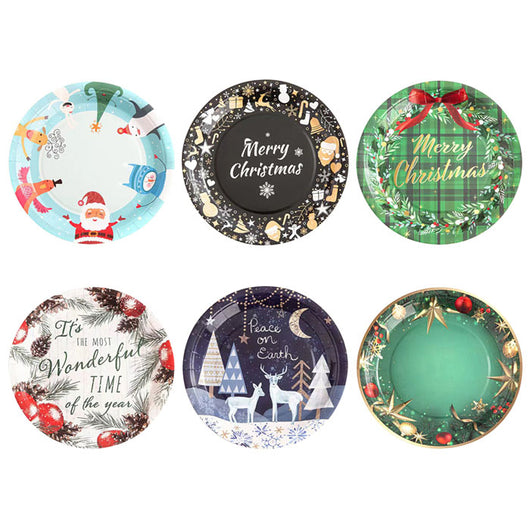 Large Round Christmas Paper Plates – 10 Pack (25cm)