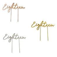 Metal Eighteen Cake Topper | The French Kitchen Castle Hill