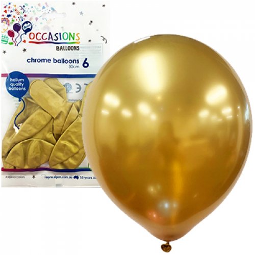 30cm Latex Balloons | Chrome Pack 25 Gold | 203171 | Alpen | The French Kitchen Castle Hill