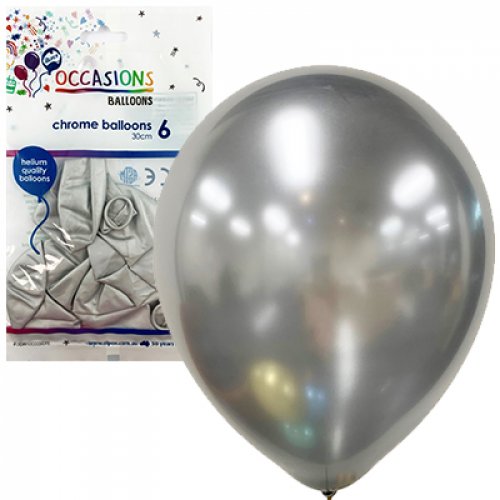30cm Latex Balloons | Chrome Pack 25 Silver | Alpen | The French Kitchen Castle Hill