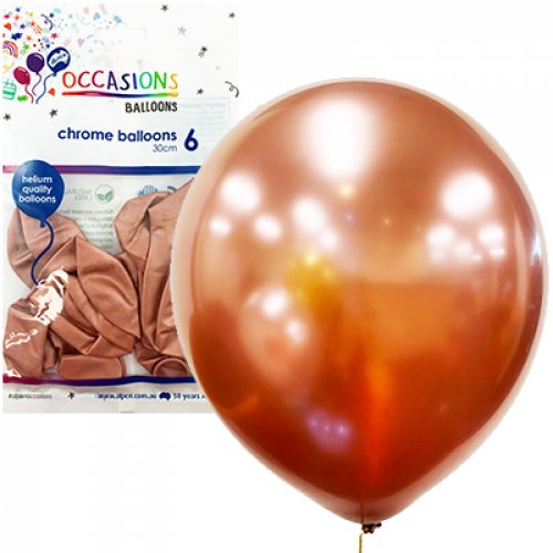 30cm Latex Balloons | Chrome Pack 25 Rose Gold | Alpen | The French Kitchen Castle Hill