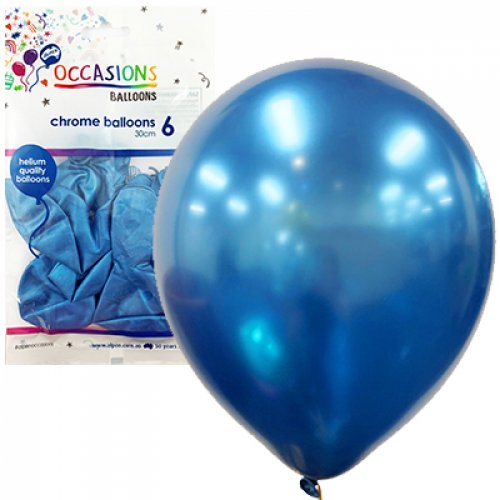 30cm Latex Balloons | Chrome Pack 25 Blue | Alpen | The French Kitchen Castle Hill