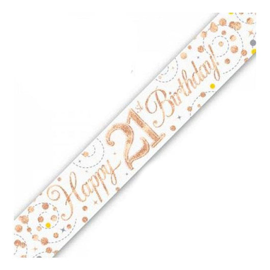 Holographic Party Banners | Rose Gold & White